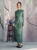 Giselle Green Stretch Knit Cheongsam Dress