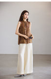 Preeminent Golden Brown Sleeveless Vest Cheongsam