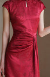 Cecilia Crabapple Red Satin Cheongsam Dress