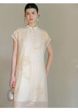 Angelique Warm Jade Pearl Embroidered Cheongsam Dress