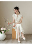 Gwendolyn Jasmine White Embroidered Cheongsam Dress