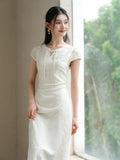 Gwendolyn Jasmine White Embroidered Cheongsam Dress
