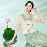 Crescendo Satiny Fruit Green 2-Piece Cheongsam Qipao