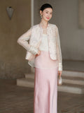 Lilac Light Mist Pink Beaded Cheongsam Vest