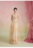 Lapis 2-Piece Embroidered Halter Top Cheongsam