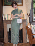 Throne Lake Light Dance Velvet Cheongsam Dress