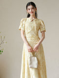 Renowned Xiangye Yellow Jacquard Cheongsam Dress
