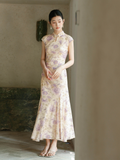 Shine Purple Mist Jacquard Cheongsam Dress
