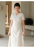 Glimmer Crabapple Apricot Embroidered Cheongsam Dress