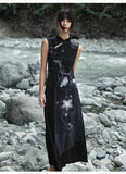Jade Black Floral Print Cheongsam Dress