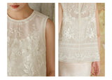 Tulip White Mulberry Silk Embroidered Cheongsam Top