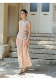 Zephyr 2-Piece Brown Pink Embroidered Cheongsam Top