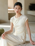 Odette Apricot Jade Slim Fit Cheongsam Top