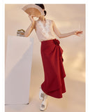 Theresa 2-Piece Polka Dot Vest Cheongsam Set
