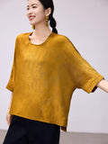 Sura Amber Yellow Relaxed Fit Cheongsam Top