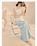 Poppy 2-Piece Embroidered Vest Cheongsam Set