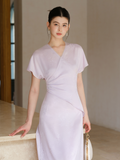 Marigold Light Purple Slim Fit Cheongsam Dress