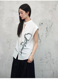 Elegance White Rose Print Cheongsam Top