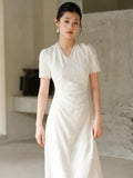 Glimmer Crabapple Apricot Embroidered Cheongsam Dress