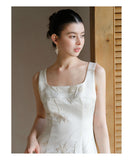 Aldebaran Soft Apricot Jacquard Cheongsam Dress