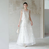 Elegance Halcyon Sequin Embroidered Cheongsam Vest Top Skirt Qipao Set