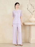 Leandra 2-Piece Purple Embroidered Cheongsam Top