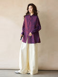 Katrina Dark Night Purple Jacquard Cheongsam Top