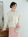 Iris Soft Apricot Relaxed Cheongsam Top