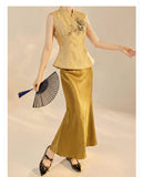 Thalia Gold Slim-Fit Cheongsam Top