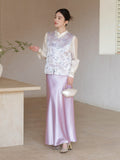 Svetlana Crabapple Purple Jacquard Cheongsam Vest