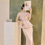 Oleander Lace Embroidered Slim Cheongsam Top