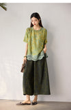 Zenobia Light Leaf Green Lace Jacquard Top Cheongsam