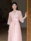 Rigel Soft Pink Crossover Cheongsam Dress