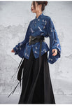 Romina Blue Loose Fit Chinese Style Shirt Cheongsam