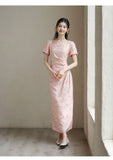 Lapis Cherry Blossom Pink Slim-Fit Cheongsam Dress