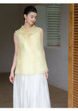 Jonquil Gold Thread Embroidered Cheongsam Top