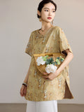 Song Yellow Jacquard Cheongsam Top