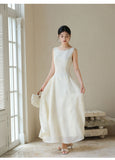 Valencia Foggy Apricot Sequin Embroidered Cheongsam Dress