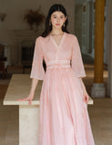 Rigel Soft Pink Crossover Cheongsam Dress
