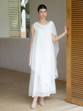 Prime Wind White Asymmetrical Cheongsam Dress