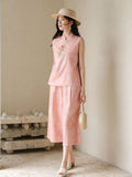 Sana 2-Piece Peach Chiffon Cheongsam Top