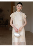 Angelique Warm Jade Pearl Embroidered Cheongsam Dress