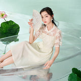 Fortune Splendid Frog Buttons Modern Cheongsam Qipao Dress