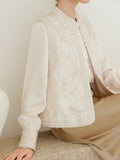 Kristina Crabapple Brown Embroidered Cheongsam Top