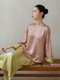 Palace Peach Gold Satin Cheongsam Top