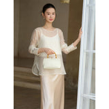 Lilac Light Mist Pink Beaded Cheongsam Vest