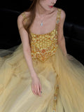 Rigel Gold Lace Cheongsam Dress