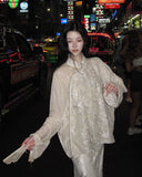 Acme Tailored Velvet Qipao Jacket Cheongsam Sequin Lace Two-Piece Set