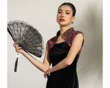Philippa Black Velvet Floral Embroidered Cheongsam