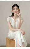 Gwendolyn Jasmine White Embroidered Cheongsam Dress